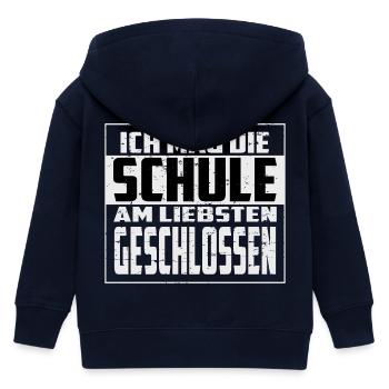 Ich mag die Schule, am liebsten Geschlossen - Kinder Organic Kapuzenjacke Mini Cultivator von Stanley/Stella - Navy - Hinten