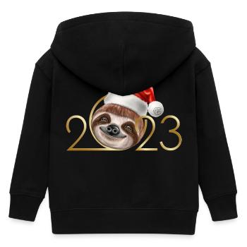 2023 Jahreswechsel Silvester Faultier - Kinder Organic Kapuzenjacke Mini Cultivator von Stanley/Stella - Schwarz - Hinten