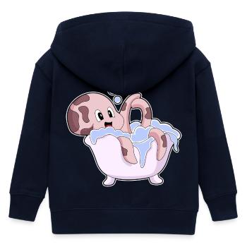 Octopus Bath Bathtub - Kids Organic Zip-up Hoodie by Stanley/Stella - navy - Back