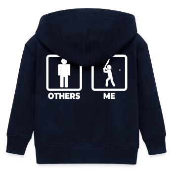 Cricket Stick Figure - Kids Organic Zip-up Hoodie by Stanley/Stella - navy - Back