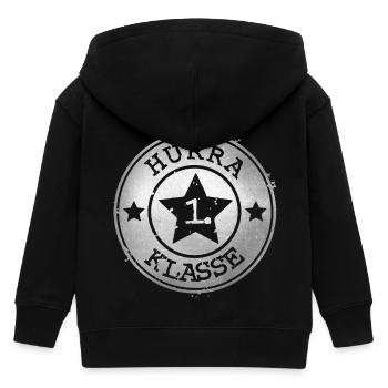 Hurrah 1st Class - Silver Badge with Star - Kids Organic Zip-up Hoodie by Stanley/Stella - black - Back