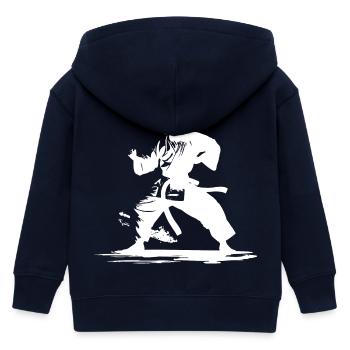 Karate Junge Grafik - Kinder Organic Kapuzenjacke Mini Cultivator von Stanley/Stella - Navy - Hinten