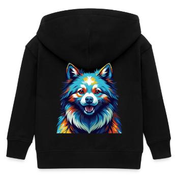 American Eskimo Dog Breed Colorful Cartoon Kawaii - Kids Organic Zip-up Hoodie by Stanley/Stella - black - Back
