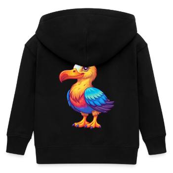 Albatross Colorful Kawaii Cartoon Character Animal - Kids Organic Zip-up Hoodie by Stanley/Stella - black - Back