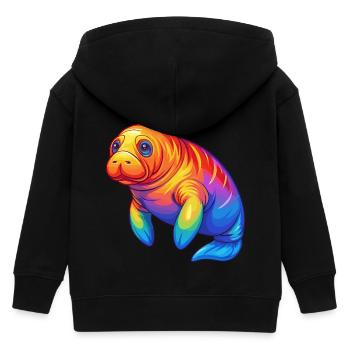 Lamantin coloré Kawaii dessin animé Animal marin - Veste à capuche enfant bio Stanley/Stella - noir - Dos