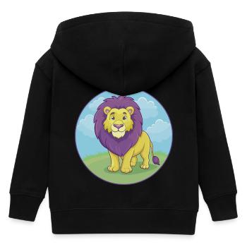 Lion mignon Kawaii dessin animé Clipart Animal de compagnie - Veste à capuche enfant bio Stanley/Stella - noir - Dos