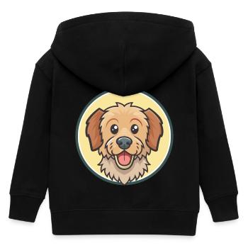 Griffon Fauve De Bretagne Dog Breed Cartoon Kawaii - Kids Organic Zip-up Hoodie by Stanley/Stella - black - Back