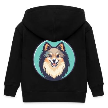 Spitz allemand chien race dessin animé Kawaii Clipart animal de compagnie - Veste à capuche enfant bio Stanley/Stella - noir - Dos