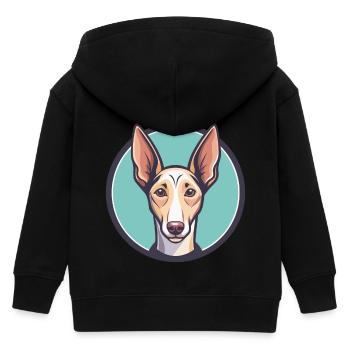 Podenco Andaluz Dog Breed Cartoon Kawaii Clipart - Kids Organic Zip-up Hoodie by Stanley/Stella - black - Back