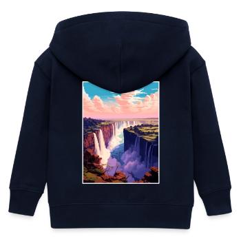 Tanzania Travel Poster Souvenir Postcard Painting - Kids Organic Zip-up Hoodie by Stanley/Stella - navy - Back