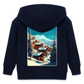 Val Thorens Ski Voyage Poster Peinture Souvenir WPA - Veste à capuche enfant bio Stanley/Stella - marine - Dos