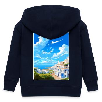 Patmos Grèce Grec Vintage Voyage Poster Souvenir - Veste à capuche enfant bio Stanley/Stella - marine - Dos