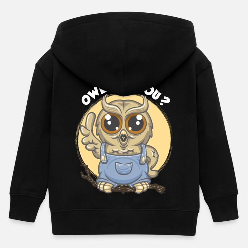 Owl are you ? - Veste à capuche enfant bio Stanley/Stella - noir
