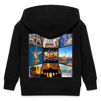 Berlin Skyline Stadt Deutschland Collage Graffiti - Kinder Organic Kapuzenjacke Mini Cultivator von Stanley/Stella - Schwarz - Hinten