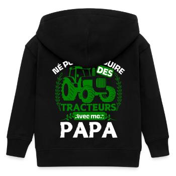 Born to drive tractors with my dad - Kids Organic Zip-up Hoodie by Stanley/Stella - black - Back