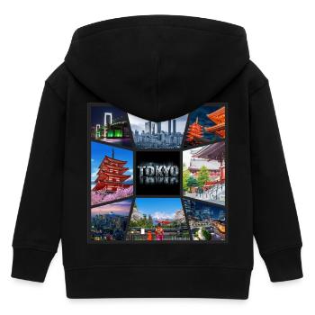Tokyo, Japon, Asie, Collage, Horizon, Ville, Métropole - Veste à capuche enfant bio Stanley/Stella - noir - Dos