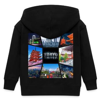 Tokyo, Japon, Asie, Collage, Horizon, Ville, Métropole - Veste à capuche enfant bio Stanley/Stella - noir - Dos