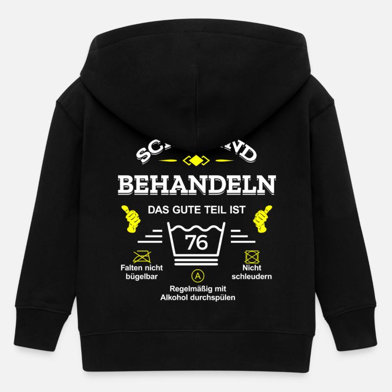 HANDLE MIT SORGFALT – 76 JAHRE PERFEKTION - Kinder Organic Kapuzenjacke Mini Cultivator von Stanley/Stella - Schwarz