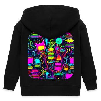 Neon Vintage Glow UV Style - Kinder Organic Kapuzenjacke Mini Cultivator von Stanley/Stella - Schwarz - Hinten