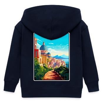 Cagliari Italie Méditerranée lever de soleil Affiche de voyage - Veste à capuche enfant bio Stanley/Stella - marine - Dos