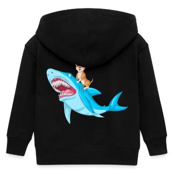 Niedlicher Chihuahua-Hund reitet wilden Hai - Kinder Organic Kapuzenjacke Mini Cultivator von Stanley/Stella - Schwarz - Hinten