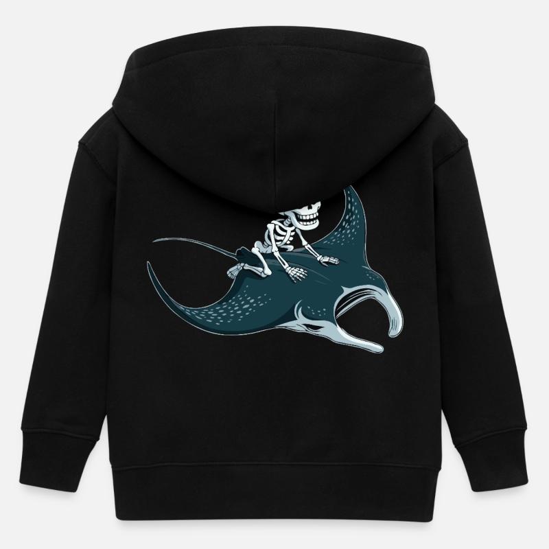 Skelett auf Mantarochen - Kinder Organic Kapuzenjacke Mini Cultivator von Stanley/Stella - Schwarz