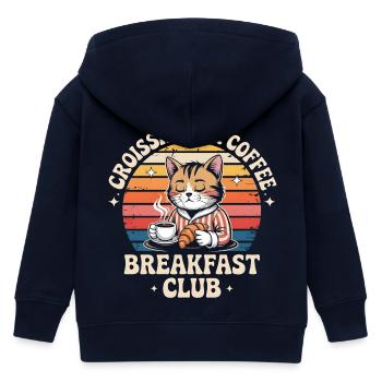Cat Brunch Retro Café - Kids Organic Zip-up Hoodie by Stanley/Stella - navy - Back