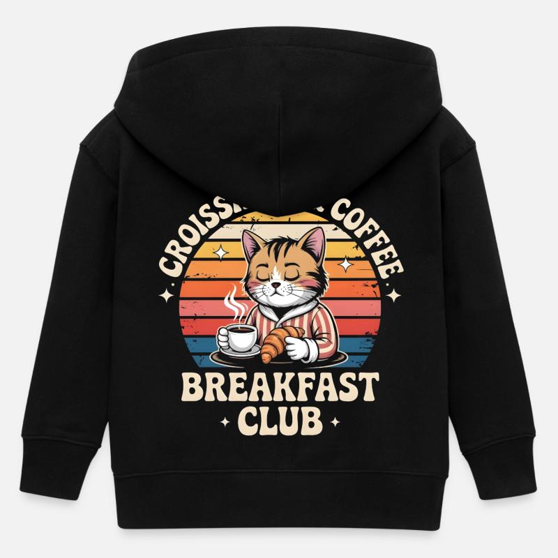 Chat Brunch Retro Café - Veste à capuche enfant bio Stanley/Stella - noir