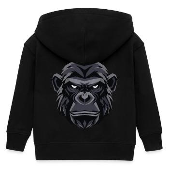 Geometric Gorilla Head - Kids Organic Zip-up Hoodie by Stanley/Stella - black - Back