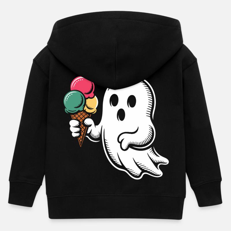 Geist mit Eiscreme - Kids Organic Zip-up Hoodie by Stanley/Stella - black