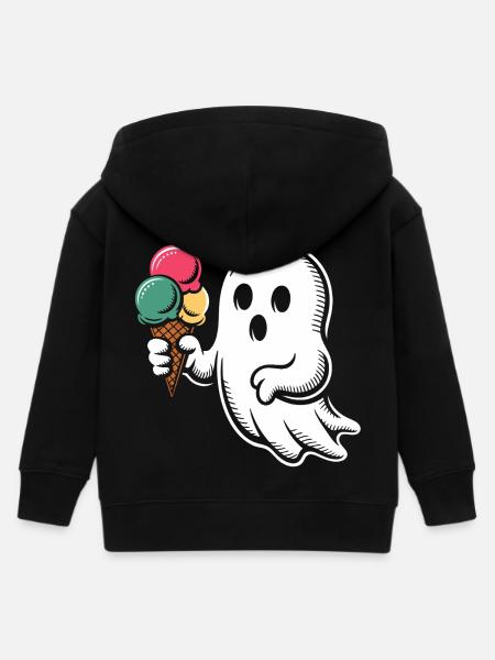 Geist mit bunter Eiswaffel - Kids Organic Zip-up Hoodie by Stanley/Stella - black