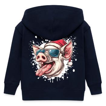 Schwein Weihnachten Lustig Ferkel - Kinder Organic Kapuzenjacke Mini Cultivator von Stanley/Stella - Navy - Hinten