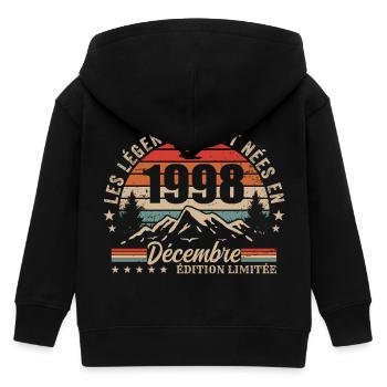 Rétro Décembre 1998 - Cadeau 27 Ans - Veste à capuche enfant bio Stanley/Stella - noir - Dos