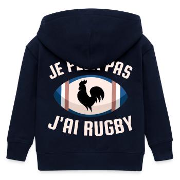 Je peux pas j ai rugby - Veste à capuche enfant bio Stanley/Stella - marine - Dos
