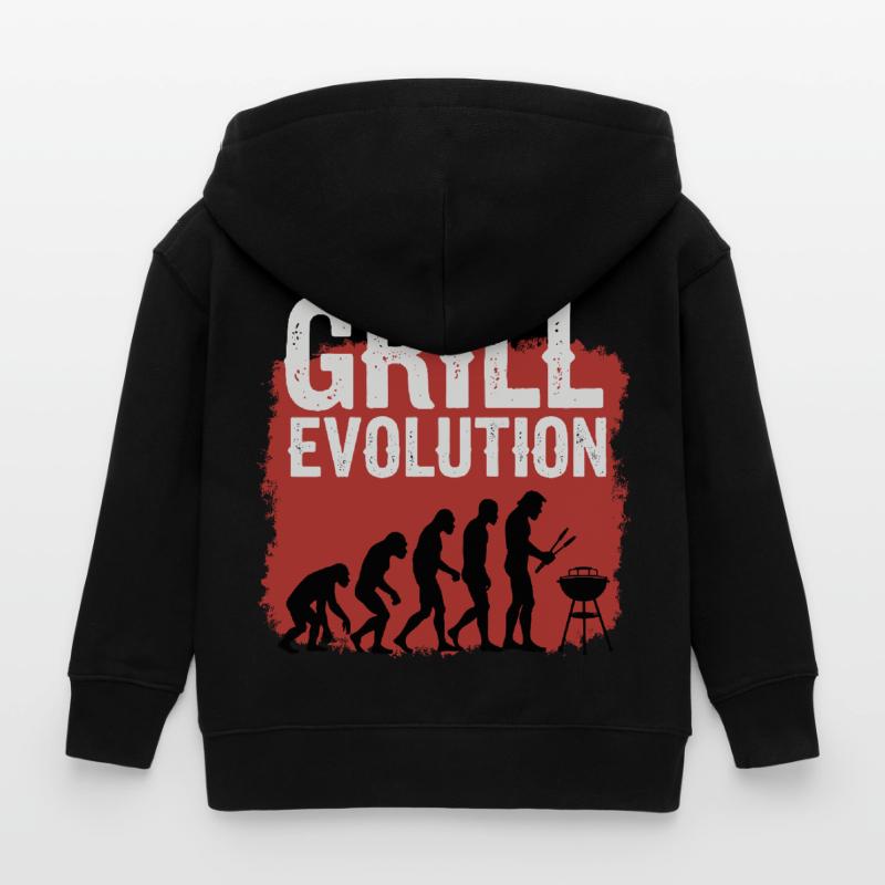 Grill Evolution Funny Grill Master Saying Kids Organic Zip-up Hoodie by Stanley/Stella
