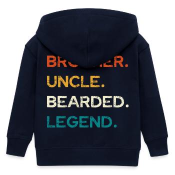 Bearded Legend: Brother and Uncle - Kids Organic Zip-up Hoodie by Stanley/Stella - navy - Back