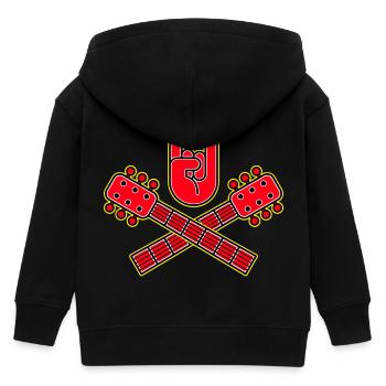 Crossed Guitars with Rock Hand Emblem - Kids Organic Zip-up Hoodie by Stanley/Stella - black - Back