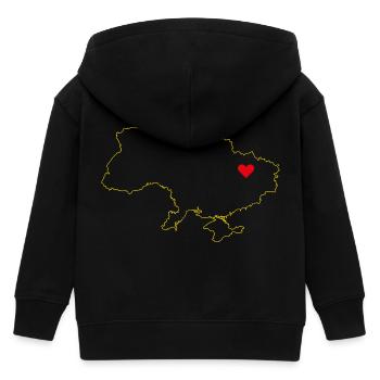 Ukraine Map - Minimalist Gold Design - Kids Organic Zip-up Hoodie by Stanley/Stella - black - Back