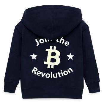 Bitcoin Revolt Circle - Kids Organic Zip-up Hoodie by Stanley/Stella - navy - Back