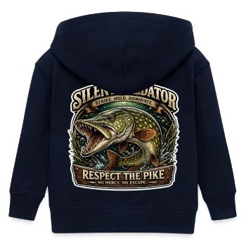 Silent Predator – Respektieren Sie das Design des Hechtfischens - Kinder Organic Kapuzenjacke Mini Cultivator von Stanley/Stella - Navy - Hinten