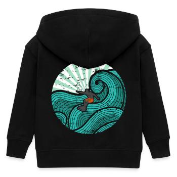 Surfer türkis - Kinder Organic Kapuzenjacke Mini Cultivator von Stanley/Stella - Schwarz - Hinten