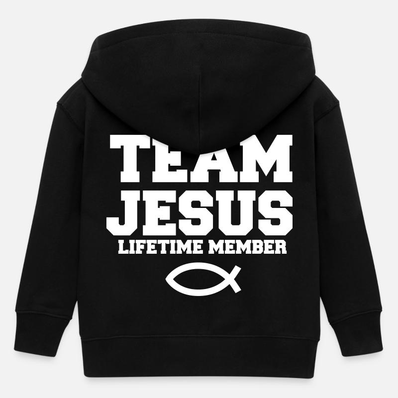 Équipe Jésus avec le symbole du poisson cadeau chrétien - Veste à capuche enfant bio Stanley/Stella - noir