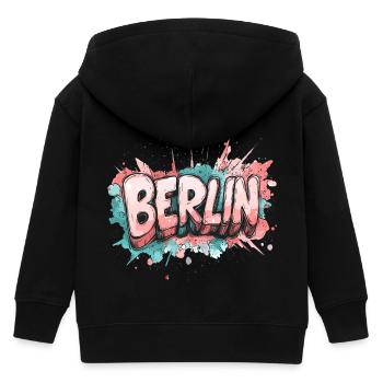 Ville de Berlin, Allemagne, Police de graffiti colorée - Veste à capuche enfant bio Stanley/Stella - noir - Dos