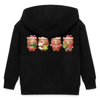 Festliches Weihnachtsbären-Quartett - Kinder Organic Kapuzenjacke Mini Cultivator von Stanley/Stella - Schwarz - Hinten