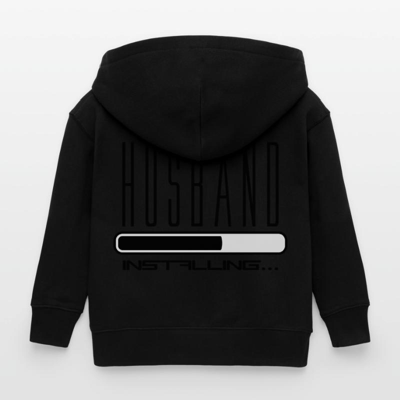husband husband installing loading bar Kids Organic Zip-up Hoodie by Stanley/Stella
