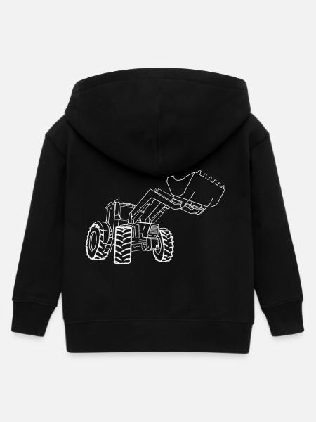 traktor - Stanley/Stella børne zip-hættetrøje økologisk - sort
