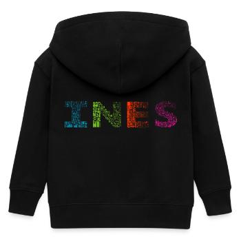 Ines Letter Name - Kids Organic Zip-up Hoodie by Stanley/Stella - black - Back