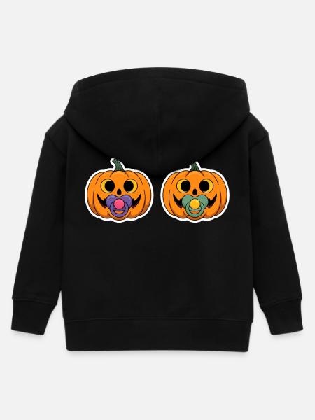 Pumpkin pacifier grimaces - Kids Organic Zip-up Hoodie by Stanley/Stella - black