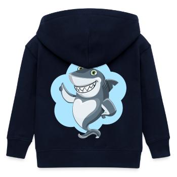 lustiger Haifisch - Kinder Organic Kapuzenjacke Mini Cultivator von Stanley/Stella - Navy - Hinten
