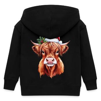 Vache De Noël, Highland, Bovins Highland - Veste à capuche enfant bio Stanley/Stella - noir - Dos